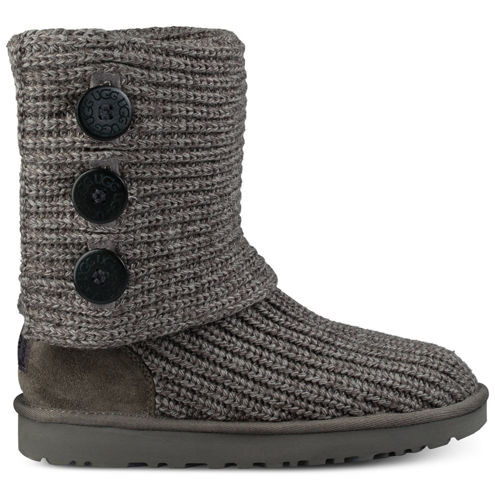 UGG Women's Grey Knit Button Winter Boots